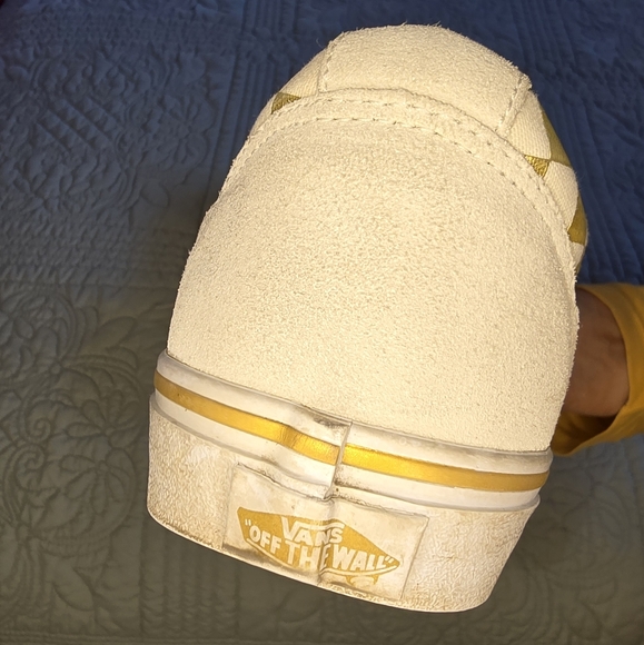 Vans Cream and Gold Checkered Sneakers Womens 9 Or Mens 7.5 - Picture 5 of 9